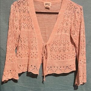 Soft Touch Women's Lace Knit Cardigan in Beige